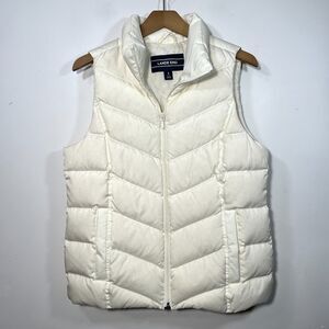Lands End Women’s Down Filled Puffer Vest Winter White Size S